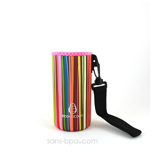 Housse de protection isotherme 500ml PINK STRIPE Housse de protection isotherme 500ml PINK STRIPE