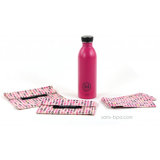 Pack Gourde inox 500 ml Pink 24 Bottle + Bundles Coeurs Pack Gourde inox 500 ml Pink 24 Bottle + Bundles Coeurs