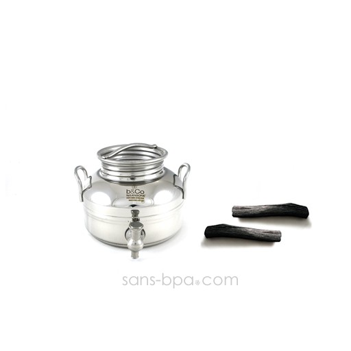 Pack Bonbonne inox 2 L + 2 filtres à charbon binchotan Pack Bonbonne inox 2 L + 2 filtres à charbon binchotan
