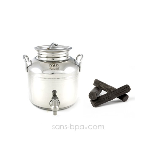 Pack Bonbonne inox 3 L + 3 filtres à charbon binchotan Pack Bonbonne inox 3 L + 3 filtres à charbon binchotan