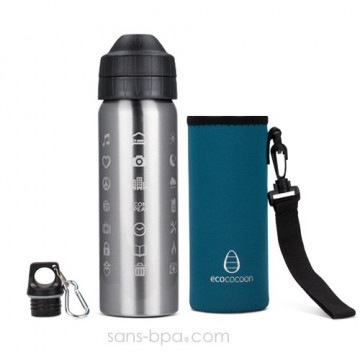 Pack gourde isotherme 600ml Iconspeack & sa housse Vert - Ecococoon