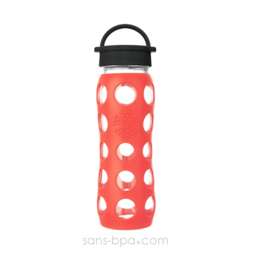 Gourde verre 650 ml CLASSIC et sa gaine silicone - Poppy . LIFE FACTORY