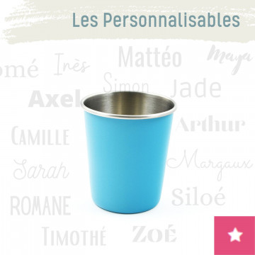 La P'tite timbale personnalisable inox 180ml - Color - Aqua - JOLI MONDE