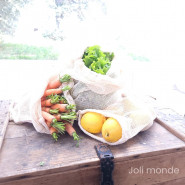 Lot 3 Sacs à vrac . maille filet . 3 tailles S + M + L . Fruits & Légumes - Joli Monde
