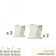 Lot 8 sacs à vrac tissus gaze - Taille XS - 20 x 14 & 16 x 16