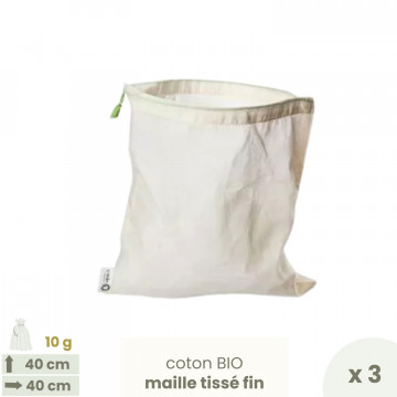 Lot 3 sacs à vrac tissus gaze - Taille XL - 40 x 40 cm