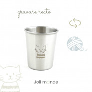 Timbale 180 ml inox gravé TWIST . Chat & Pelote - JOLI MONDE