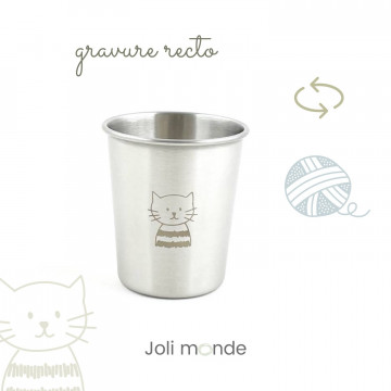 Timbale 180 ml inox gravé TWIST . Chat & Pelote - JOLI MONDE