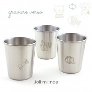 Lot 3 timbales 180 ml inox gravé TWIST . Les P'tits amis . Joli Monde