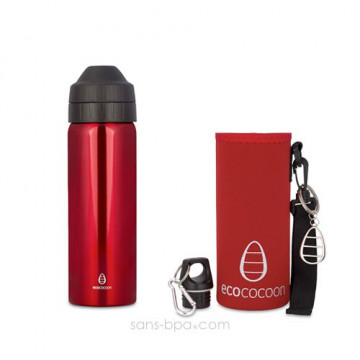 Pack gourde isotherme 600 ml Ruby & sa housse Ruby - Ecococoon